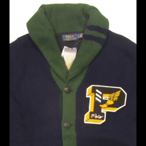 Polo Ralph Lauren P-wing Letterman Cardigan Size Small - Picture 2 of 11